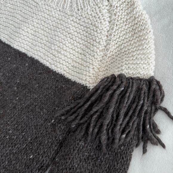 Handmade Alpaca Wool Sweater M/L Fringe Hand Knit Boho Artisan Peru Eco Undyed - Picture 8 of 16